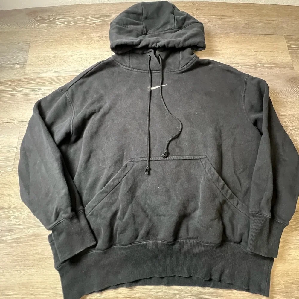 Nike Phoenix Fleece Hoodie Womens Medium Black Oversized Center Swoosh Pullover